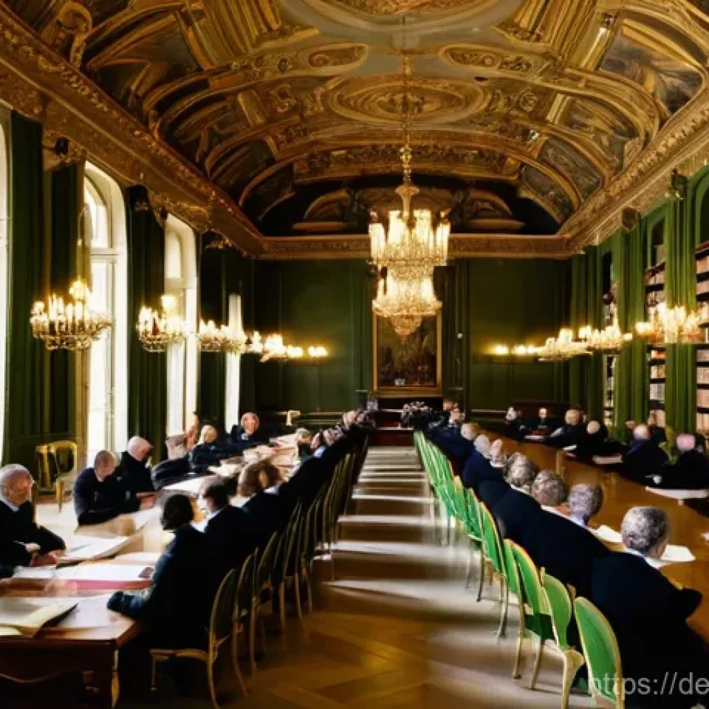프랑스의 언어 정책과 프랑스어 보호 - **A solemn gathering of 'The Immortals' at the Académie française.**
* **Description:** A wide...