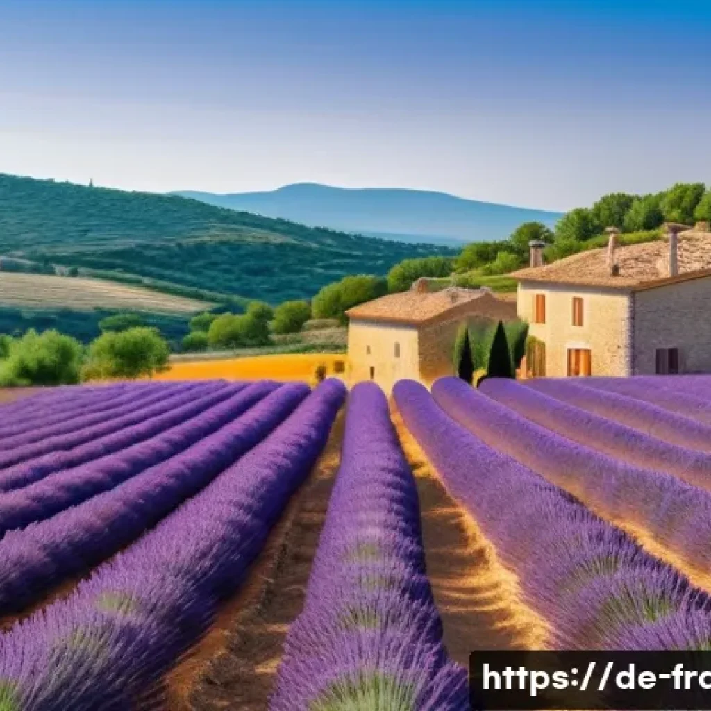 프랑스 남부 여행지 추천 - A serene early summer lavender field in Provence, France, with soft pastel hues of blooming lavender...