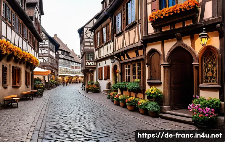 스트라스부르 유네스코 문화유산 - A picturesque street scene in Strasbourg&rsquo;s historic district featuring colorful half-timbered houses...