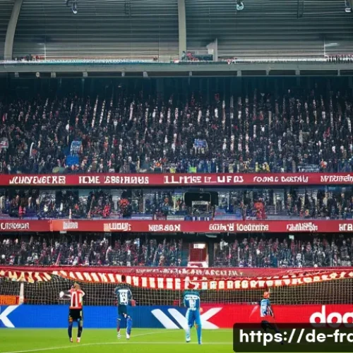 프랑스 리그앙 명문 축구 클럽 - A vibrant stadium scene during a Ligue 1 match in France, showcasing passionate fans in colorful clu...