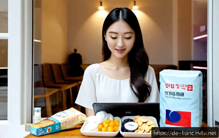 프랑스에서 한국 제품 구매 방법 - Photorealistic lifestyle scene in a bright Paris apartment, a German-speaking traveler browsing Kore...